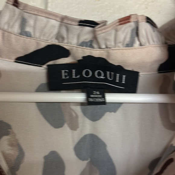 Eloquii Brown Black Animal Print Long Sleeve Blouse - Picture 4 of 9